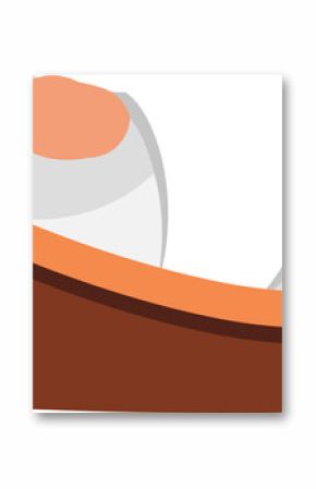 Flat design is showing orange-rimmed basket with two buns and orange dot on transparent background