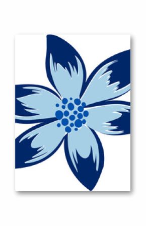 Six-petaled vector flower is being shown on transparent background, featuring dotted center