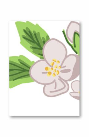 Flat floral arrangement is showing pink blooms, bud and green leaves on transparent background