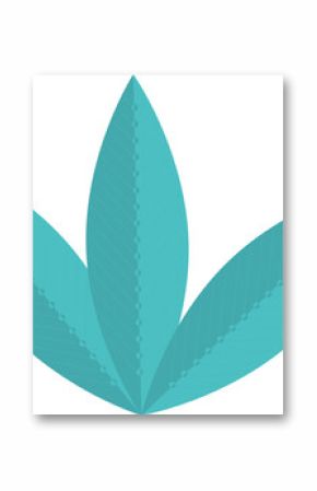 Displaying three teal leaf shapes with dotted midribs fanning from base in flat design, transparent