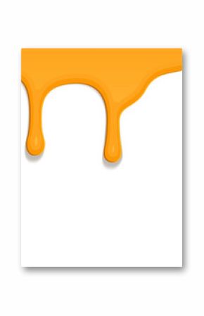 Stylized illustration showing bright orange liquid dripping from top edge on transparent background