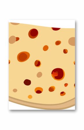 Stylized flat design flatbread is floating on transparent backdrop, showing orange and brown spots