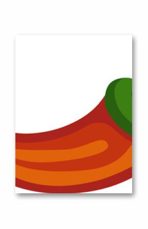 Stylized vector chili pepper is featuring orange stripes and green stem on transparent background