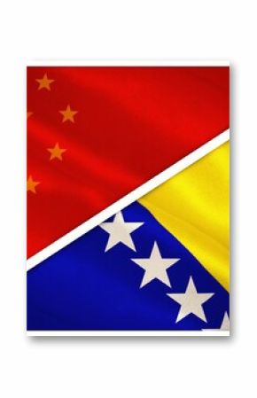 Close-up of Chinese and Bosnian flags