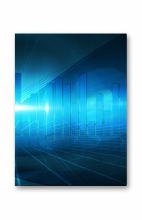 Blue bar chart graphic with light