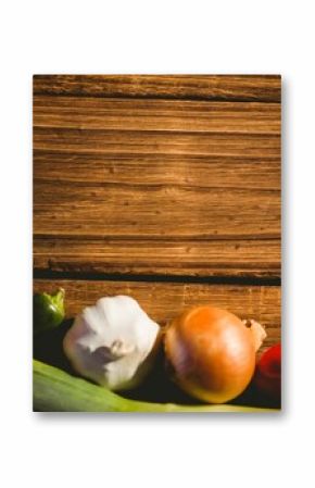 Various vegetables on wooden table
