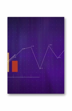 Displaying bar and line charts on purple gradient grid, showing bracketed axis and yellow, red bars