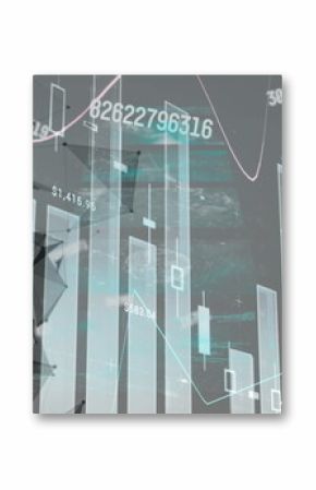 Displaying data visualization with 3D bar charts, line graphs and silhouette in finance dashboard