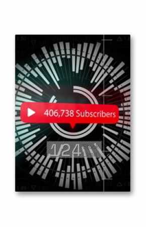Displaying bar chart on dark dashboard with red subscriber bubble showing 1