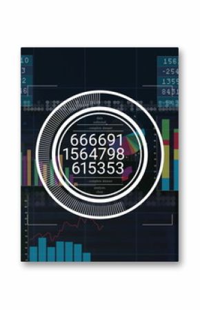Displaying central circular data visualization on dashboard, with numeric readouts and bar charts