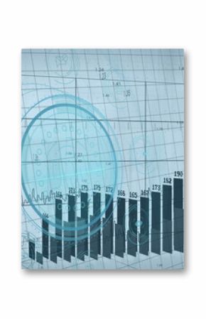 Displaying 3D bar chart columns on data dashboard grid with numeric labels and HUD overlay
