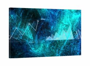 Displaying data in tech hub with line graph markers, area bar charts, gridlines and data highlights