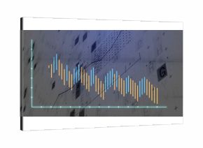 Displaying bar and line chart on analytics dashboard, with bars, turquoise line and axis ticks
