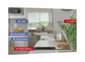 Featuring clear glass bowl of greens in kitchen, with knife, board, saucepan and spoon, copy space