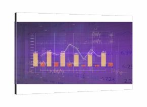 Displaying bar chart and overlaying white line graph on digital dashboard, with yellow and red bars