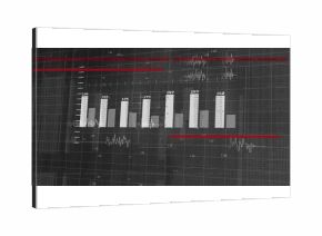 Displaying dashboard on screen with bar chart labels, grid ticks, red threshold lines and waveforms
