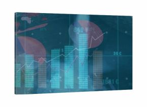 Visualizing central vertical bar chart data at screen, with line graphs and pie charts