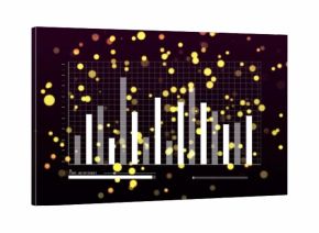 Showing bar chart visual featuring white and gray bars on digital dashboard, with sliders and bokeh