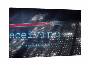 Displaying large cyan HUD Receiving on network HUD, showing progress bar and encrypted data trace