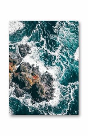 Aerial shot over the Tofino BC beach on West Coast, Vancouver, Canada