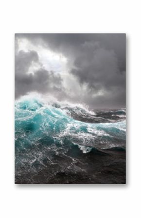 sea wave and dark clouds on background