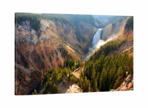 Lower Falls - Sunlight illuminates the spray as the Yellowstone River crashes over the Lower Falls in Yellowstone's Grand Canyon.