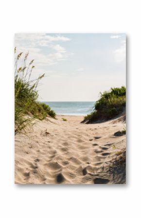 Sandy pathway to Coquina Beach on the Outer Banks in North Carolina at Cape Hatteras National Seashore.