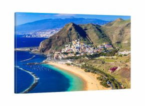 Best  beaches of Tenerife island- Las Teresitas with scenic San Andres village. Canary islands of Spain