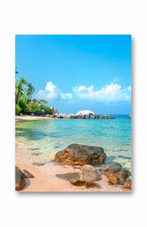 Piękna tropikalna plaża na egzotycznej wyspie z palmami