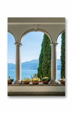 The beautiful Villa Monastero in Varenna on a sunny summer day. Lake Como, Lombardy, Italy.