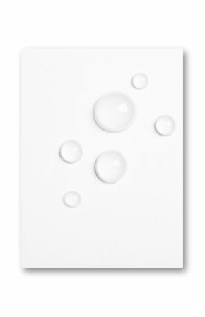 Water drops on white background, top view