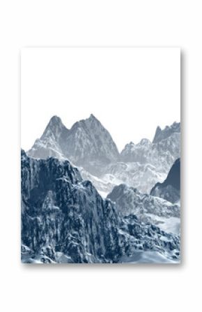Śnieżne góry Odizolowywają na białej tła 3d ilustraci