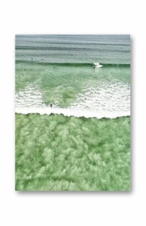 Blue ocean, Surfers on the wave, Areal view