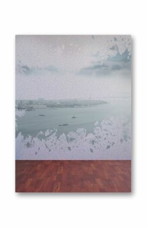 Splash on wall revealing coastline