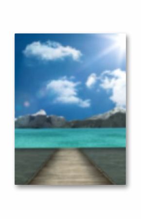 Computer graphic image of boat dock by lake