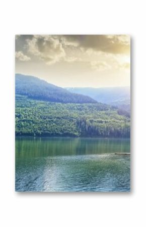 Idyllic view of river and mountains