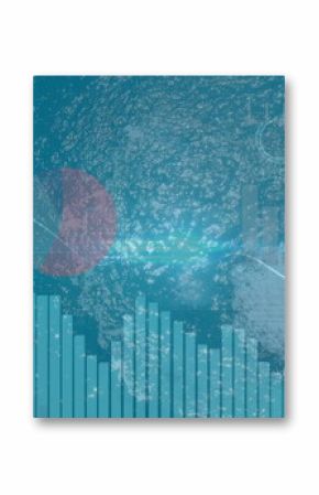 Displaying jetty with breaking waves being overlaid by data visualizations at sea, copy space