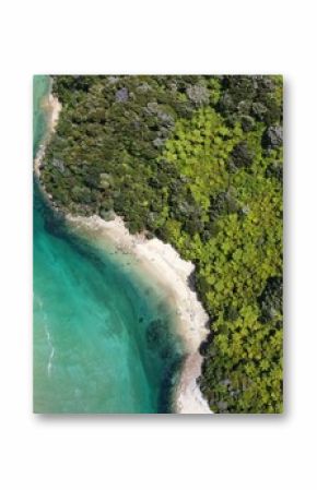 Aerial top view of Abel Tasman National Park, Nelson, South Island, New Zealand