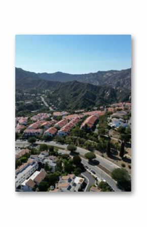 Aerial view of the Pacific Palisades California housing development