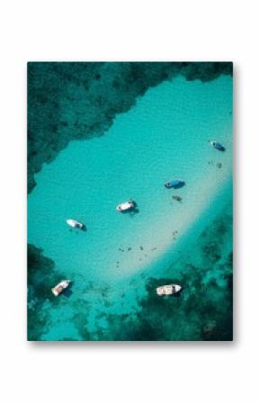 Vertical shot of tour boats in Cozumel island, Quintana Roo, Mexico