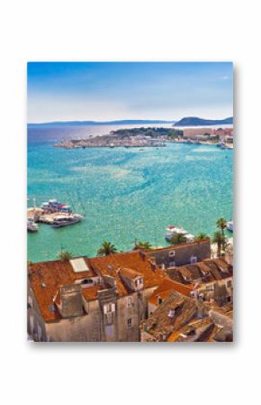 Panoramiczny widok z lotu ptaka Split historycznego nabrzeża