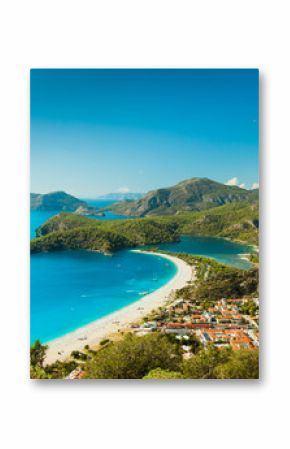 Oludeniz lagoon in sea landscape view of beach