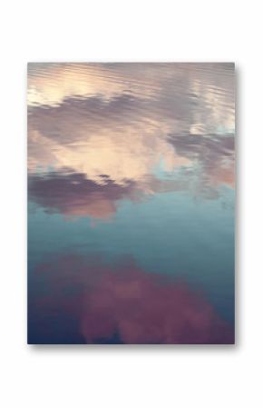 reflection of blue sky with white clouds in water, abstract background.