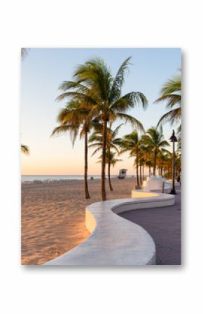 Sunrise at Fort Lauderdale Beach and promenade, Florida