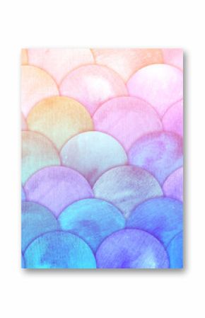 Magic Mermaid Scales Watercolor Fish squame background. Bright summer pink and blue sea pattern with reptilian scales abstract