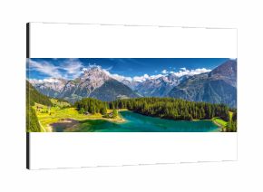 Arnisee with Swiss Alps. Arnisee is a reservoir in the Canton of Uri, Switzerland, Europe