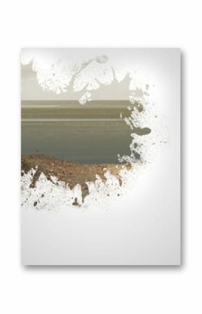 Splash on wall revealing beach
