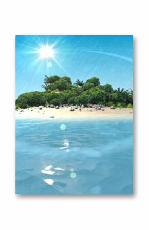 Tropical island in blue ocean
