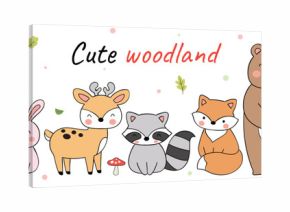 Draw vector illustration banner design cute woodland animals Doodle cartoon style
