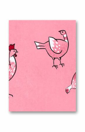 Freerange chickens illustration